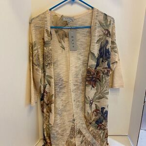 Gaze‎ summer sweater m flowers beige cardigan NEW